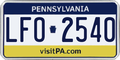 PA license plate LFO2540