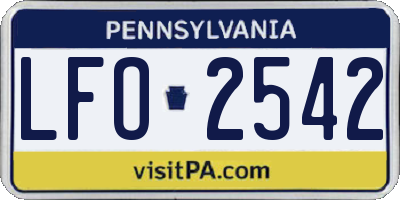PA license plate LFO2542