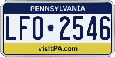 PA license plate LFO2546