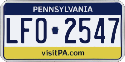 PA license plate LFO2547