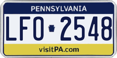 PA license plate LFO2548
