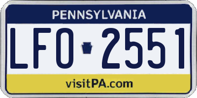 PA license plate LFO2551