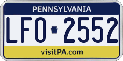 PA license plate LFO2552