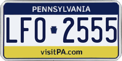 PA license plate LFO2555