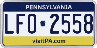 PA license plate LFO2558