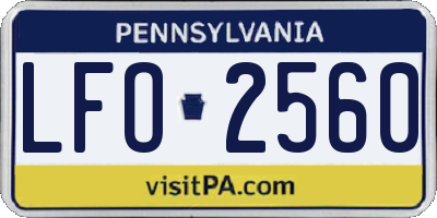 PA license plate LFO2560