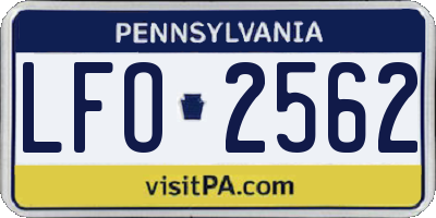 PA license plate LFO2562