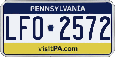 PA license plate LFO2572