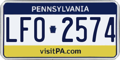 PA license plate LFO2574