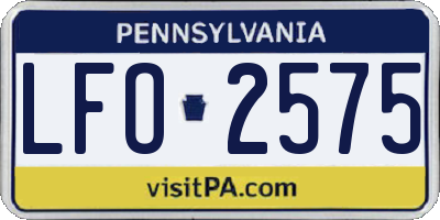 PA license plate LFO2575