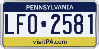 PA license plate LFO2581