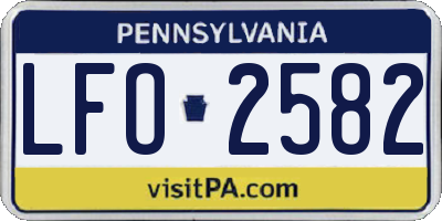 PA license plate LFO2582