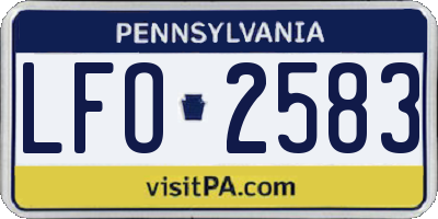 PA license plate LFO2583