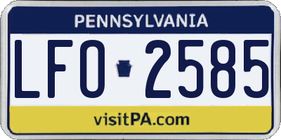 PA license plate LFO2585