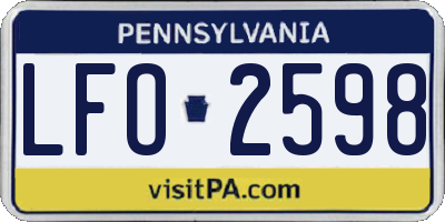 PA license plate LFO2598