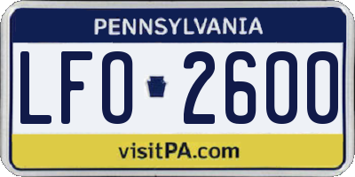 PA license plate LFO2600