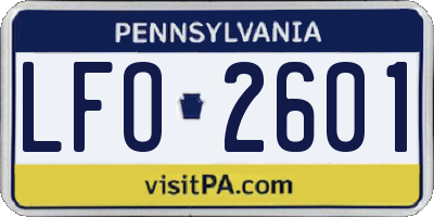 PA license plate LFO2601