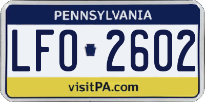 PA license plate LFO2602