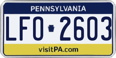 PA license plate LFO2603