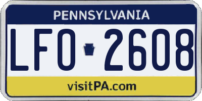 PA license plate LFO2608