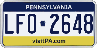 PA license plate LFO2648