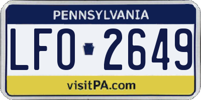 PA license plate LFO2649