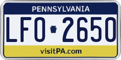 PA license plate LFO2650