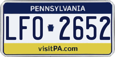 PA license plate LFO2652