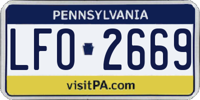 PA license plate LFO2669