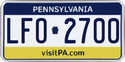 PA license plate LFO2700