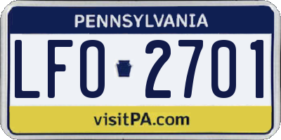 PA license plate LFO2701