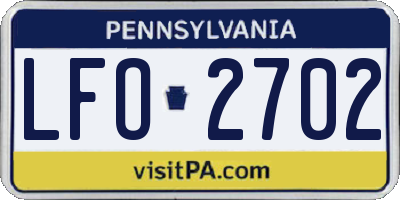 PA license plate LFO2702