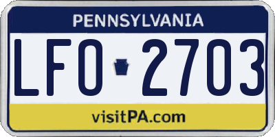 PA license plate LFO2703