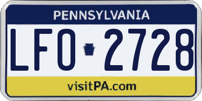 PA license plate LFO2728