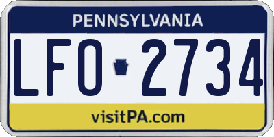 PA license plate LFO2734