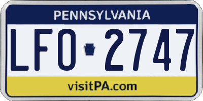 PA license plate LFO2747