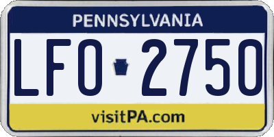 PA license plate LFO2750