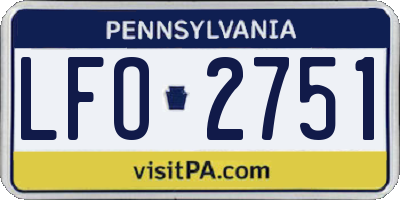 PA license plate LFO2751