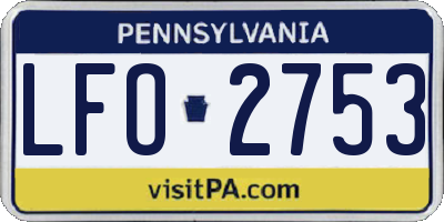 PA license plate LFO2753