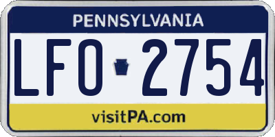 PA license plate LFO2754