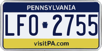 PA license plate LFO2755
