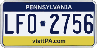 PA license plate LFO2756
