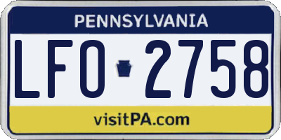 PA license plate LFO2758
