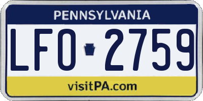 PA license plate LFO2759