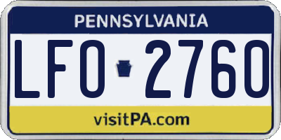 PA license plate LFO2760