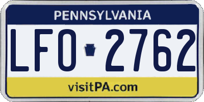 PA license plate LFO2762