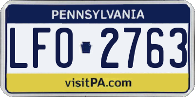 PA license plate LFO2763