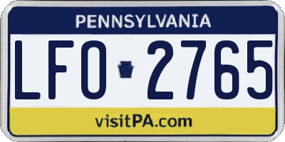 PA license plate LFO2765