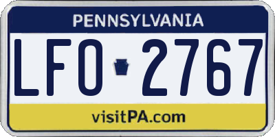 PA license plate LFO2767