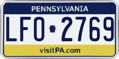 PA license plate LFO2769